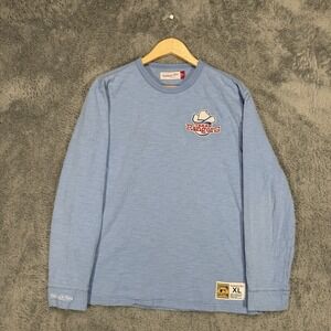Mitchell & Ness‎ Shirt Mens XL Blue MLB Texas Rangers Cooperstown 100% Cotton